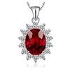 JewelryPalace 2.5ct Collana Donna Kate Middleton Argento 925 con Naturale Granato Rosso, Princess Diana William Collana Ciondolo Pietra Ovale con Catena 45cm, Collane Pendenti Set Gioielli Donna