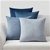 Topfinel 4 Pezzi Copricuscini Divano 45x45 Decorativo Casa Giallo Velluto Copricuscini per Cucina Sedia Soggiorno Letto Giardino Camera da letto Copricuscini Serie Moderna Blu