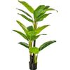 HOMCOM Banano Pianta in Vaso, Albero di Banano Artificiale, Pianta Finta per Interno ed Esterno, 150cm