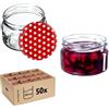 KADAX Piccoli vasetti per conserve da 250 ml, con coperchio, ermetici da regalare, mini barattoli per miele e spezie (50 pezzi, rossi)