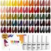 Vishine Smalto Semipermanente Unghie, 48 pcs Smalti Semipermanenti per Unghie con Base e Top Coat, Matt Coat, Smalto per Unghie in gel UV LED Nudo Rosso Semipermanente Unghie, 8ml