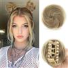 Sofeiyan 2Pcs Mini Chignon per Capelli con Clip ad Artiglio Disordinato Orecchie di Gatto Capelli Estensione Ondulato Sintetica Ciambella Updo Pezzi di Capelli per Donne, Biondo Scuro & Biondo Candido