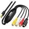 SUNYOY USB 2.0 Video Capture Card Analogue to Digital PC Transfer Kit VHS to DVD/Cassette to Retro Console/Video Grabber - Compatible with Windows XP/Vista/Win 11/10/7/8/8.1 & MAC etc.