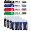 ESENG® Set di 28 Pennarelli Cancellabili a Secco per lavagna bianca, pacchetto incl. MAGIC WM-218 Pennarelli (1X4 colori) e WM-218T Cartucce d'inchiostro (2X6 Nero + 2X6 Blu)
