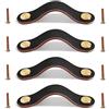 Yuaaoh Maniglie in Pelle per Mobili 4 Pezzi - Pomelli per Cassetti, Armadio, Cucina, Armadietto del Bagno, Armadi, Comodino, Comò - 16.8cm (Nero)