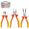 CCLIFE 3 Pezzi Pinza Isolata 1000V Pinze Da Elettricista VDE Pinze per Elettricista Pinze Combinate Pinze a Becco Lungoi Pinze daTaglio Diagonali Isolate