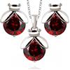 Crystalline Azuria Donna 18ct Placcato Oro Bianco Coccinelle Rosso Cristalli di Zirconi Parure Collana con Ciondolo Orecchini a Lobo