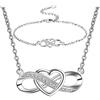 LYL.Adorer Parure Gioielli da Donna, Collana Bracciale in Argento 925,Gioielli Infinito Cuore, Regalo Natale Compleanno Festa Della Mamma