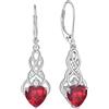 FJ Orecchini Pendenti Infinito Twist Argento 925 Orecchini Nodo Celtico Irlandesi con Pietre Portafortuna Luglio Rubino Orecchini per Donna