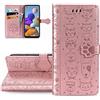 LEMAXELERS Custodia Huawei P Smart 2018 Cover Portafoglio,Huawei P Smart 2018 Custodia Carino Bel Gatto Cane in Rilievo Gatto Cane Wallet Shock-Absorption Magnetica Leather Flip Cover,SD Cat Rose