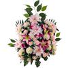 DRW Centro di fiori artificiali rosa per cimitero, matrimoni, chiese con lilium, dalie, crisantemo 60x68x24 cm