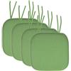 Sweet Home Collection, Cuscino per sedia in memory foam, con laccetti, motivo a nido d'ape, retro in gomma antiscivolo, forma quadrata arrotondata, 40 x 40 cm, verde, 4 pezzi