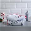 Fusion Bagno - Pinguini natalizi - 100% cotone jacquard, set di due asciugamani - 50 x 90 cm, grigio e rosso