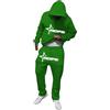 Gefomuofe NOFS - Tuta da uomo con lettere stampate, con cappuccio e pantaloni da jogging Hip Hop Streetwear unisex, da donna, casual, 2 pezzi, verde, L