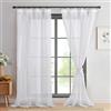 DWCN - Tende in voile con nastro arricciato, effetto lino, 2 pezzi, tende semitrasparenti per soggiorno, tende trasparenti, extra lunghe, bianche, 260 x 140 cm (altezza x larghezza)