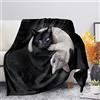 ZZXHG Coperta Pile Matrimoniale 150x200 Gatto Animale Bianco E Nero, Coperta Plaid di Peluche Flanella Letto Matrimoniale per Adulti, Plaid Divano/Copriletto in Microfibra Calda e Morbida