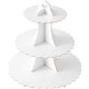 Soleebee Alzata per torte in cartone, 3 ripiani, supporto per cupcake, porta muffin, accessorio per feste di compleanno, matrimonio, feste, torte, panini (1 pezzo, bianco)