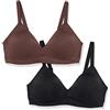Amazon Essentials Bralette Imbottita Donna, Pacco da 2, Nero/Nocciola, XL Plus