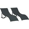 Outsunny Set 2 Sdraio da Giardino Pieghevoli, Lettino Prendisole in Alluminio e Texteline, Nero, 61x165x63cm|Aosom