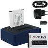 mtb more energy 2x Batteria + Caricabatteria doppio (USB/Auto/Corrente) per Samsung SLB-10A / Toshiba Camileo X-Sports/JVC Adixxion/Silvercrest/Medion Action Cam.. v. lista