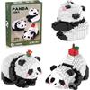 Hpbaggy Set di Mattoncini da Costruzione 3 In 1,Panda Mini Building Blocks | Panda Cute Animals Building Set,Panda Mini Mattoncini da Costruzione,Panda Micro Building Blocks Vestito(Bianco e nero A)