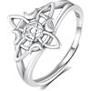 CELESTIA Anello con Nodo delle Strega Streghe Pentacolo Anello Donna Regolabile Argento Sterling Anelli Regolabili Stella Luna Gioielli Esoterismo Wicca Regali Stregoneria Halloween