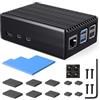 Miuzei Custodia in metallo per Raspberry Pi 5 con 4 dissipatori di calore, ventola di raffreddamento, custodia in alluminio, raffreddamento passivo, solo per Raspberry 5 Model B 8GB/4GB
