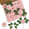 DuHouse 25 rose artificiali con steli veri fiori in schiuma per bouquet fai da te, bouquet da matrimonio, centrotavola per baby shower, decorazione floreale per feste e decorazioni per la casa (fard)