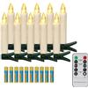 FREEPOWER 10 Candele LED Albero di Natale con Telecomando Timer Fiamma Tremolante, Senza Fili, Luce Bianca Calda, Dimmable, Interni Esterni Impermeabili, Decorazioni Natalizie（Include 10 batterie）