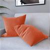 Arreditaly Set di 2 Federe Per Cuscini In Velluto Morbido e Resistente Copricuscini Per Divano Poltrona Soggiorno Arredo Arredamento Casa Design Moderno Elegante Cerniera Invisibile (50 x 50 cm, Arancione)