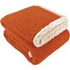 IlGruppone Il Gruppone Passione Casa Coperta Plaid in Pile Sherpa Invernale, Morbida e Calda,400 Gr/Mq Coperta Pelosa Tinta Unita Con Lavorazione Divano in Finta Pelliccia (Matrimoniale, Ruggine-Beige)