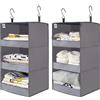 GRANNY SAYS Organizer da Appendere con 3 Scomparti, Organizer Armadio da Appendere, Organizer Armadio Salvaspazio per Vestiti, Grigio Appendi Borse da Armadio, Ripiani per Armadio Interno