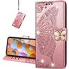 COTDINFORCA Custodia per Huawei P Smart 2020, Huawei P Smart 2020 Cover Crystal Bling PU Leather Card Slot Magnetic Lock Case per Huawei P Smart 2020 Protettiva Case Diamond Butterfly Rose Gold SD