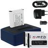 mtb more energy 3x Batteria + Caricabatteria doppio (USB/Auto/Corrente) per Samsung SLB-10A / Toshiba Camileo X-Sports/JVC Adixxion/Silvercrest/Medion Action Cam.. v. lista