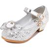 New front Principessa Scarpe Festive Scarpe col Tacco da Principessa per Bambina Buona qualità Partito Scarpe Principessa Scarpe Eleganti,Argento,31EU