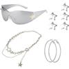 LaVenty Y2k Accessoires Sunglasses Y2k Occhiali da sole con motivo a stella argento