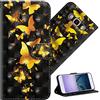 COTDINFOR pour Samsung Galaxy J5 2016 Custodia Cover TPU 3D Effect Painted PU in Pelle con Wallet Card Holder Flip Custodia per Samsung Galaxy J5 2016 / J510 Golden Butterflies YX.