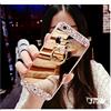 COTDINFOR Samsung Galaxy A50 Mirror Makeup Custodia for Girls Ultra Sottile Standing Cover Luminoso Bling Cristallo Diamante Glitter Mirror Case TPU for Galaxy A50 Bear Ring Mirror Gold.