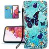 COTDINFOR Compatible with Oppo A5 2020 Custodia Creativo PU in Pelle Wallet Card Holder Magnetico Ultrasottile Antiurto Flip Cover per Oppo A9 2020 / A11X / A11 Case Love Butterfly YB-CH.