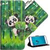 COTDINFOR pour Huawei Y6 2017 Custodia Cover TPU 3D Effect Painted PU in Pelle con Wallet Card Holder Flip Custodia per Huawei Y6 2017 / Y5 2017 Climbing Bamboo Panda YX.