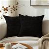 Encasa XO Fodere per cuscini in ciniglia fine Set da 2 pezzi - Nero 1 - 40x40 cm Cuscino decorativo testurizzato in tinta unita, morbido e liscio, con accenti quadrati per divano