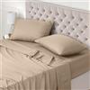 Utopia Bedding - Set Lenzuola Letto Una Piazza e Mezza 4 Pezzi 135x190 cm - Spazzolata Poliestre di Microfibra - Oeko-Tex Certificato - Lenzuolo con Angoli, Lenzuolo Piatto e 2 Federe 50x75, Beige