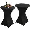 Aiuuee 2 Pezzi Copritavolo Alto da Bar, Tovaglie de Bar Elastico per Tavolo Alto Ø80-85cm, Lavabile Tovaglia Cocktail Copritavolo Rotondo Alto per Bar Matrimoni Banchetti Feste(80X110cm Nero)