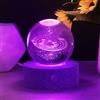 HOTUT Sfera di cristallo con sistema solare 3D con base in legno, luce notturna a LED per tavolo, regalo di compleanno, anniversario, decorazione per la casa