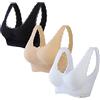 Jamron Donna 3 Pezzi Fibbia Laterale Incrociata Push Up Bralette di Pizzo Senza Ferretto Reggiseno Sportivo con Imbottito Rimovibili Nero + Beige + Bianco 4XL
