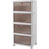 Cozyswan Impilabili Scatole, Comodino cassetti in plastica, contenitore 4-rack con ruote, Organizzatori Salvaspazio utilizzato per riporre scarpe, libri, giocattoli, snack, cosmetici,utensili