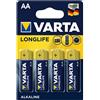 Varta Batteria Varta 1,5V AA Stilo Longlife Alcalina confezione da 4 pile