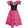 La Senorita Spagnolo Flamenco vestito per ragazze Rosa/Nero Taglia 10, 128-134, lunghezza 85cm 8/9 anni