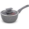 Casseruola 1 manico antiaderente 16cm con Coperchio in Vetro - Regina di Pietra Induction