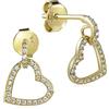 NKlaus coppia di orecchini a cuore in argento 925 placcato oro con zirconi bianchi 13x10mm orecchini per ragazze 14832